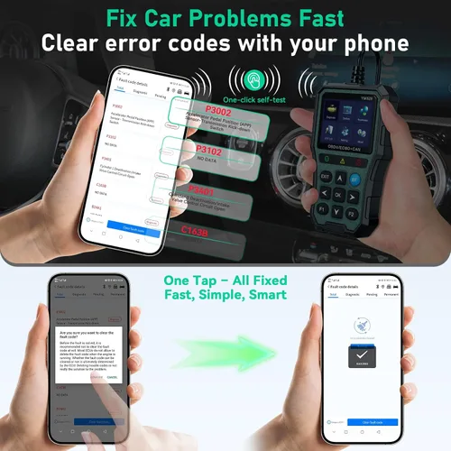 Vista 4 de AMTIFO Herramienta de diagnóstico Bluetooth con escáner OBD2, compatible con iOS/Android, datos en tiempo real, probador de batería, Plug and Play