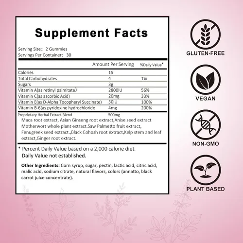 Vista 7 de Laicuherb BBL - Gomitas para mujer Curves-Berry Flaovr Booty Gummies con vitamina A, C, B6, 60 unidades de mezcla de hierbas en forma de oso