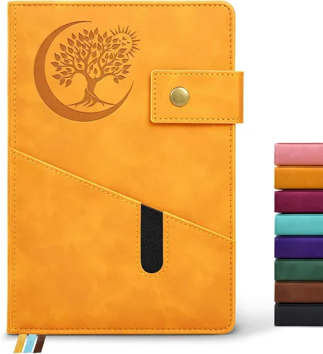 Vista 12 de PAIBAS Cuaderno en blanco, cuaderno de bocetos A5 de cuero de tapa dura con 200 páginas de papel grueso en blanco para hombres y mujeres, diario