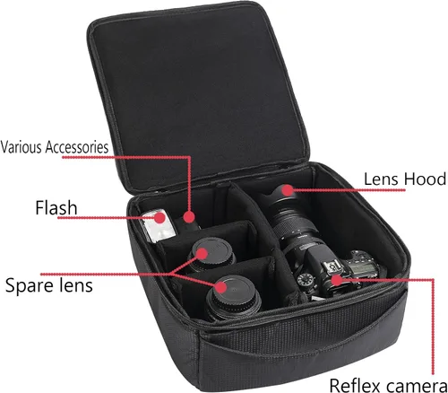 Vista 6 de Bolsa de inserción de cámara resistente al agua Estuche para cámara DSLR SLR Versión mejorada y estuche de transporte para almacenamiento de lentes