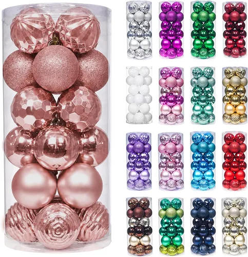 Vista 37 de XmasExp Juego de 24 mini esferas de Navidad inastillables para bolas de árbol de Navidad, 1.18 pulgadas (negro)