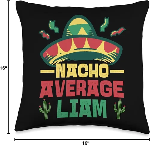 Vista 4 de Not Your Ordinary Name. Nacho Average Liam - Almohada (16 x 16 pulgadas), multicolor