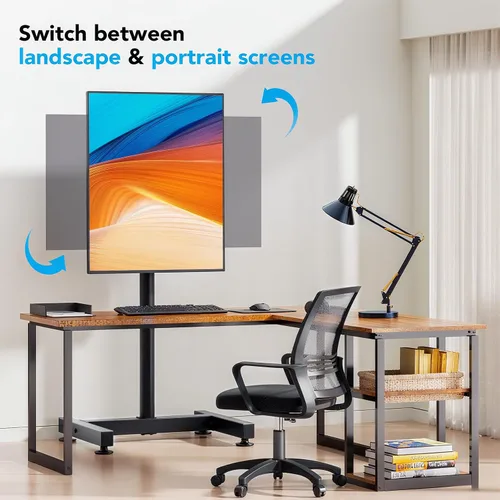 Vista 3 de AX WABER Soporte de Piso para TV para Pantallas de 13-50 Pulgadas Soporta hasta 77lbs, Soporte de Piso para Monitor Ajustable en Altura