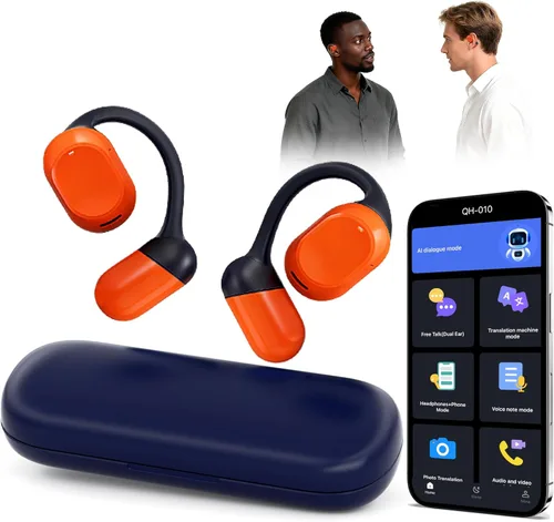 Vista 9 de AI Translator - Auriculares inalámbricos Bluetooth - Traducción de 164 idiomas sin necesidad de suscripción, llamadas de audio y video, intérprete