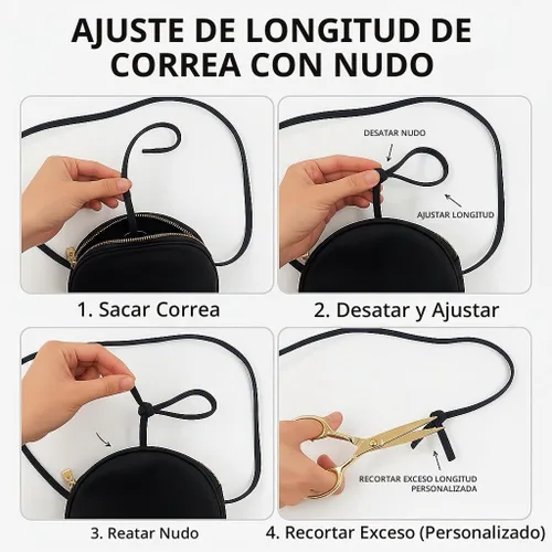 Vista 6 de Bolso circular para mujer, bolso cruzado redondo con cremallera Verde militar/nailon