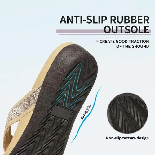 Vista 5 de Sandalias ortopédicas para mujeres, sandalias de fascitis plantar para pies planos con soporte de arco estilo pata de gallo, sandalias para caminar