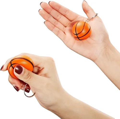 Vista 6 de Blulu Paquete de 20 llaveros de baloncesto a granel, regalos de fiesta de baloncesto naranja, regalos deportivos para bolsas de regalos