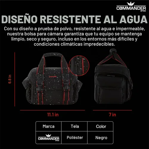 Vista 7 de COMMANDER OPTICS Bolsa grande para cámara, resistente al agua, acolchado suave, espaciosa bolsa de viaje para cámaras Canon EOS, Nikon, Sony y más