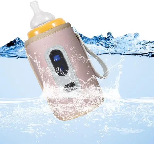 Vista 2 de Calentador de leche USB, calentador de biberones portátil con pantalla de temperatura para viajes, camping, calentador de biberones portátil