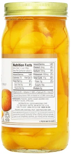 Vista 2 de Kirkland Signature Sliced Peaches, tarro de vidrio de 24 onzas (paquete de 2, total de 48 onzas)