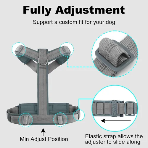Vista 32 de Arnés para perro Plutus Pet sin tirón, arnés ajustable de nylon con acolchado suave, arnés para perro reflectante y resistente para perros pequeños
