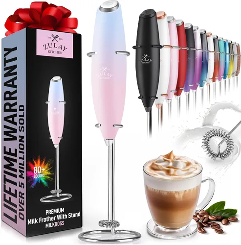Vista 290 de Zulay Milk Boss Espumador de leche potente manual, hace espuma para latte, batidor para mezclar bebidas, café, miniespumador para capuchino, frappé
