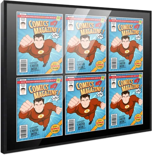 Vista 144 de Poster Palooza Marco de cómic con paspartú para 1 cómic de la Edad de Bronce publicado entre 1970 y 1985, marco de cómic negro para cómic de 7.25 x