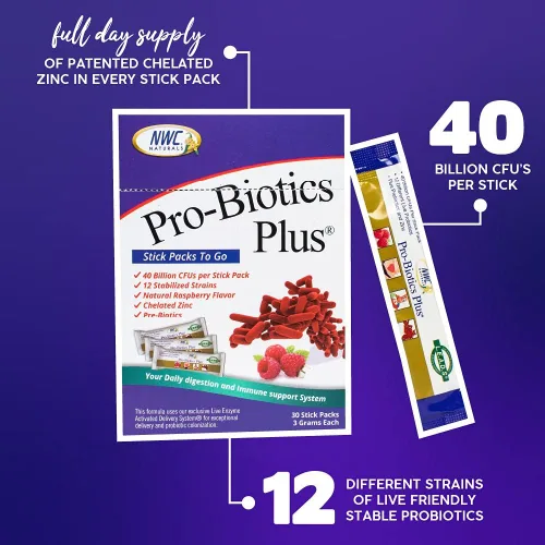 Vista 4 de Pro-Biotics Plus Stick Pack, On The Go Pro-Biotic Powder Packs para hombres, mujeres y niños, apoyo al sistema inmunológico, suplemento natural
