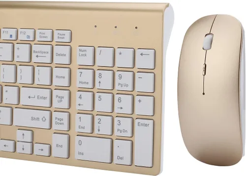 Vista 4 de Combo de teclado y mouse inalámbricos, compacto de tamaño completo de 2.4 GHz, ultra delgado, teclado inalámbrico con teclado numérico y mouse