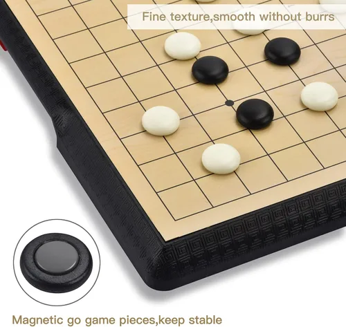 Vista 6 de Juego de mesa Go de 19 x 19 pulgadas con tablero de viaje plegable grande (11.3 pulgadas) y piedras de plástico magnéticas juegos de estrategia Weiqi