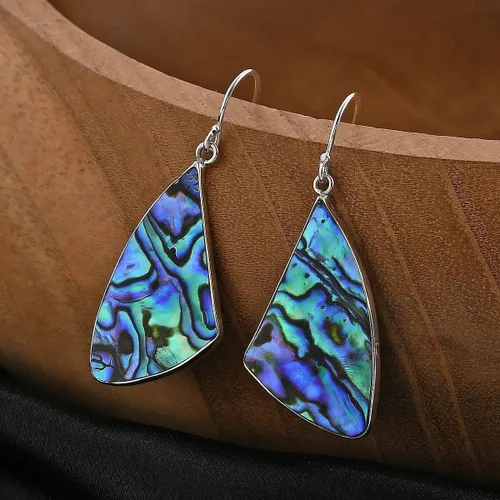 Vista 2 de Stylish Dangle Drop Earrings 925 Sterling Silver Abalone Shell Fashion Beach Jewelry Unique Costume Jewelry for Women Birthday Christmas Gifts for