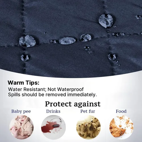 Vista 108 de H.VERSAILTEX Funda de sofá resistente al agua para sofá de 3 cojines, reversible, protector de muebles acolchado con correa elástica, funda de sofá