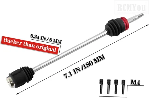 Vista 6 de RC Upgrades Pieza para 1/10 T-Maxx/Revo/E-Maxx (primera generación), ejes de eje de transmisión delantero trasero #45 de acero #45, piezas