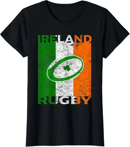 Vista 43 de Camiseta de rugby irlandés con la bandera de Irlanda, regalo vintage Negro