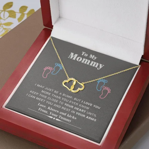 Vista 6 de To My Mommy I Love You New Mommy Necklace Baby Bump Gift of New Mom Gift from Husband Mami I Love You Silver Chain Gold Chain Gifts for her Birthday
