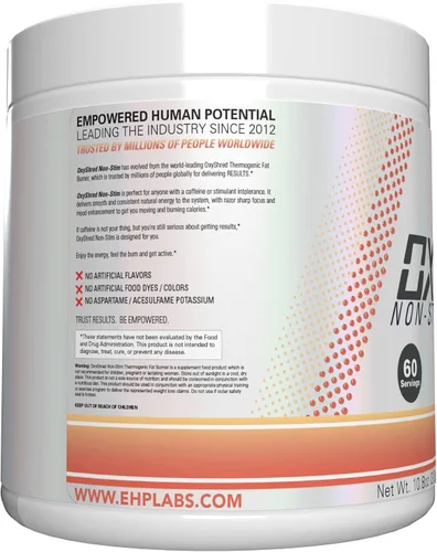 Vista 2 de EHP Labs OxyShred - Polvo termogénico para antes del entrenamiento y suplemento para adelgazar no estimulante con L-glutamina y acetil-L-carnitina