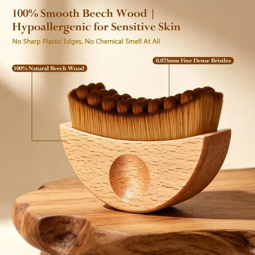 Vista 2 de Lymphatic Face Brush - Natural Wood Facial Gua Sha Massager for Skin Glow