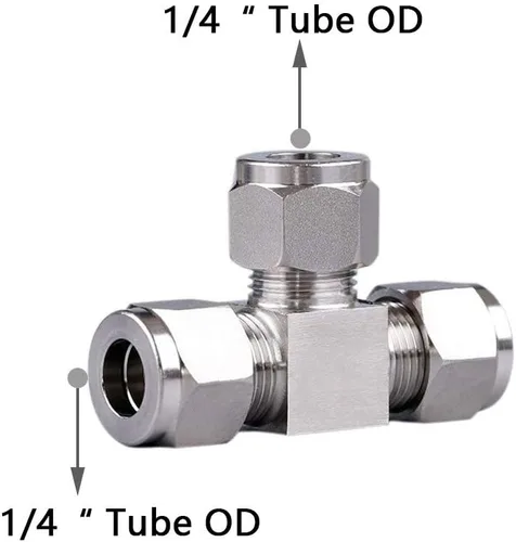 Vista 2 de Beduan Conector neumático del tubo del adaptador de la camiseta Let-Lok de las colocaciones de la compresión del acero inoxidable 1/4