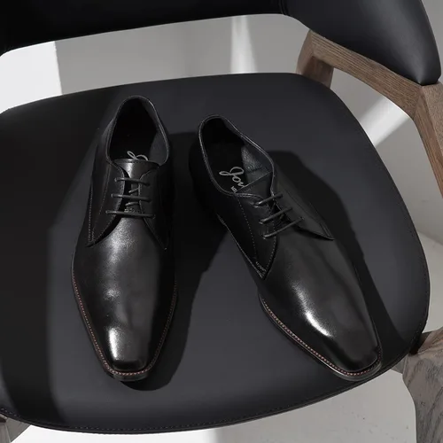 Vista 7 de Jousen Zapatos de vestir para hombre, zapatos de cuero formales Oxford Derby, zapatos de vestir retro Brogue Wingtip para hombres