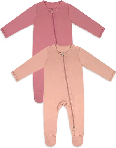 Vista 16 de Jimonda Pijama de bambú para bebé, unisex, para niños y niñas, de una pieza, manga larga, cierre de cremallera de 2 vías, mameluco