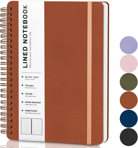 Vista 17 de Cuaderno rayado en espiral, cuaderno en espiral A4, 8.5 x 11 pulgadas, papel grueso de 100 GSM, cuadernos de diario encuadernados en espiral