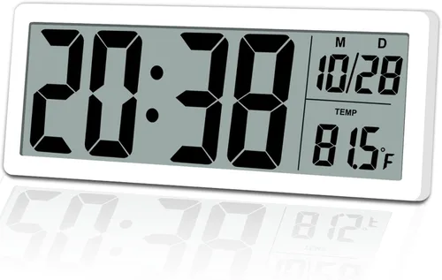 Vista 8 de Reloj de Pared LCD Digital Fácil de Configurar, Pantalla LCD de 8.5 Pulgadas con Pantalla de Hora/Fecha/Temperatura, Reloj de Escritorio Digital