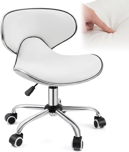 Vista 7 de Silla de pedicura para tecnología de uñas, taburete ergonómico con soporte de espalda, taburete hidráulico ajustable para spa con ruedas, silla