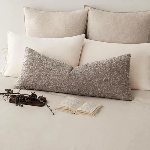 Vista 84 de Foindtower Fundas de almohada decorativas con textura de boucle, fundas de almohada sólidas, neutrales, suaves y acogedoras para silla, sofá