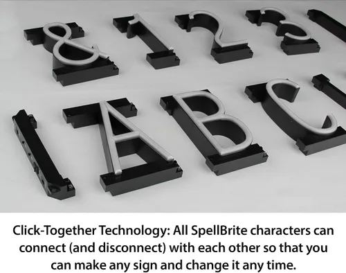 Vista 3 de SpellBrite Letra LED F Construye letreros de bricolaje que puedes cambiar con letras LED blancas Componentes adicionales necesarios