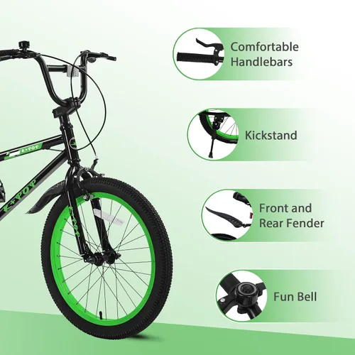 Vista 6 de Bicicleta infantil de 20 pulgadas para niños de 7 a 12 años, estilo BMX, bicicletas ligeras para niños, bicicletas para niños con frenos delanteros