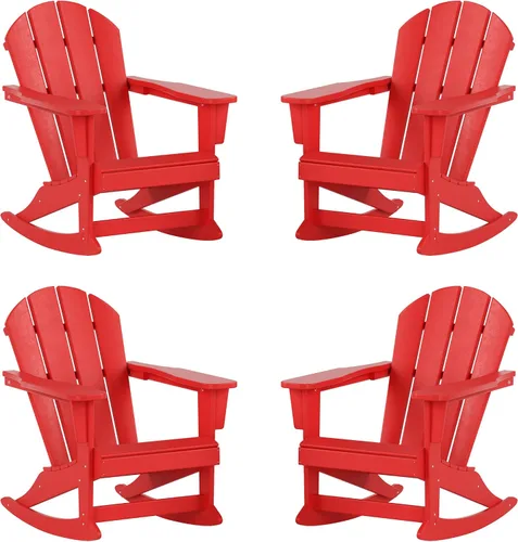 Vista 138 de WestinTrends Silla mecedora Malibu de poliéster para exterior/patio Adirondack, Negra