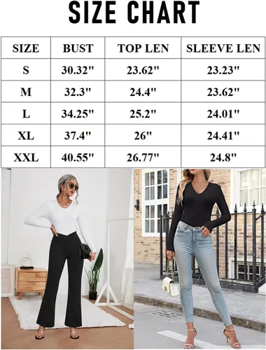 Vista 5 de LOLONG Camisetas para mujer de manga cortalarga, cuello en V, casual, acanalada, ajustada