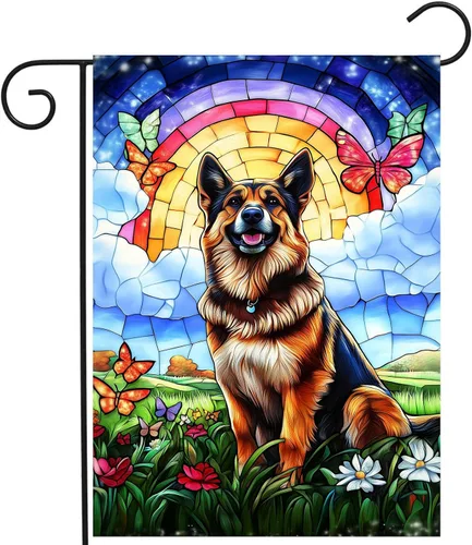 Vista 27 de Bandera floral de jardín Golden Retriever para jardín, banderas de bienvenida para exteriores de 12 x 18 pulgadas, bandera de perro de flores