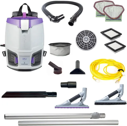 Vista 14 de ProTeam GoFit 3 Aspiradora de Mochila Comercial con Kit de Herramientas de Vara de Dos Piezas Multisuperficie Xover, 3 cuartos de galón, Con Cable