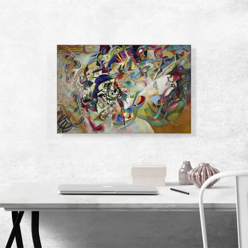 Vista 2 de ARTCANVAS Wassily Kandinsky - Lienzo decorativo de composición VII de 1913, pintura enmarcada estirada, póster con imagen giclée, decoración