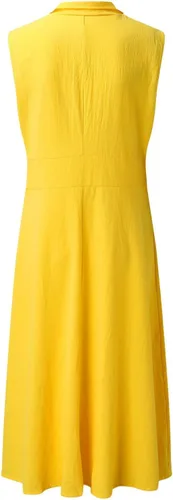 Vista 6 de Vestido largo de verano para mujer, sin mangas, con botones, casual, de algodón, lino, con solapa, cuello en V, acampanado, maxivestido