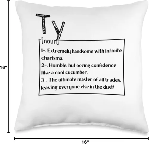 Vista 4 de Funny Custom Name Ty Husband Dad Men Nombre Ty Significado Definición Boy - Almohada personalizada con sarcasmo, 16 x 16, multicolor