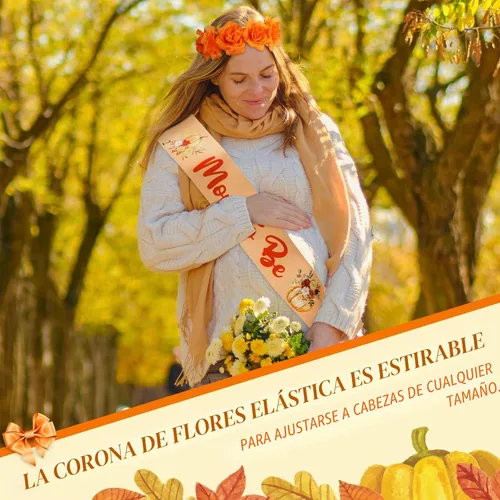 Vista 6 de Ceenna Decoraciones de otoño para baby shower, banda de calabaza para mamá