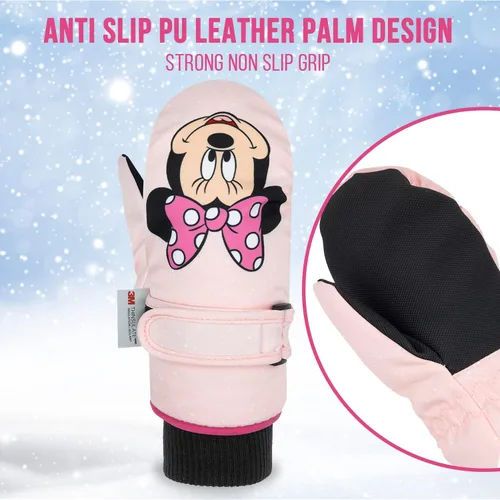 Vista 3 de Disney Guantes de Mickey Mouse para niños de 2 a 4 años, guantes impermeables para niños pequeños, guantes de nieve de Mickey para niños, guantes