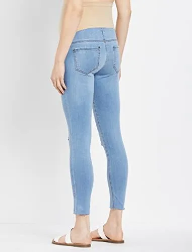 Vista 4 de Motherhood Maternity Women's Super Stretch Secret Fit Over The Belly Skinny Ankle Length Jeans Indigo Blue