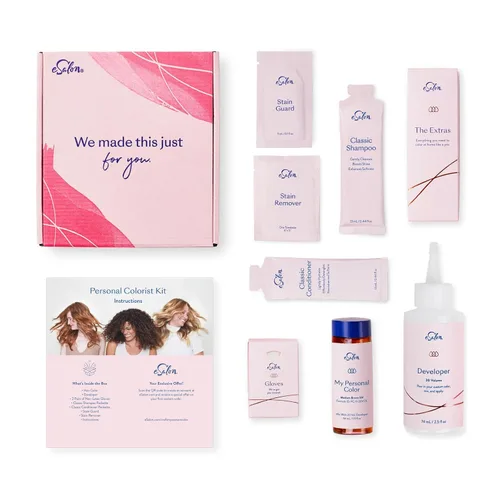 Vista 3 de eSalon Kit de colorista personal de color marrón medio beige frío con polvo de retoque de raíces de color castaño medio para ocultar y cubrir la raíz