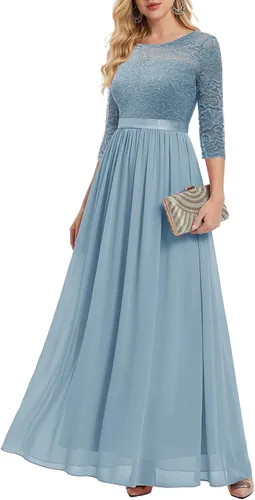 Vista 15 de BeryLove Vestido formal de manga larga para mujer, invitada de boda, madre Rubor
