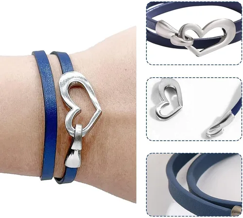 Vista 7 de Long tiantian Leather Bracelets for Women Men Heart Wrap Bracelets Western Jewelry Cowgirl Outfits Birthday Valentines Day Gifts for Her
