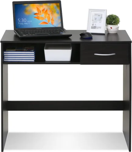Vista 4 de FURINNO Jaya - Escritorio de estudio para computadora con cajón, marrón